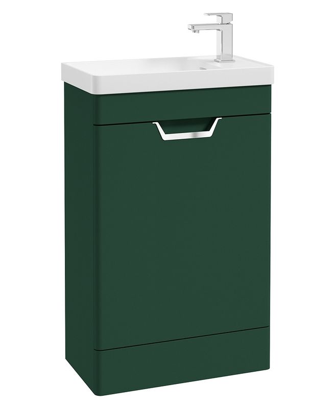 FREYA Floorstanding 55cm Single Door Cloakroom Unit Matt Wreath Green &amp; Handle