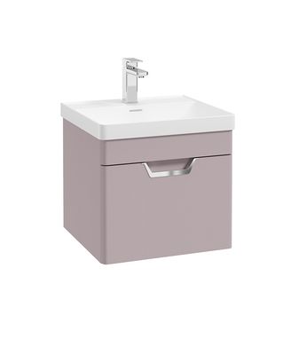 FREYA Wall Hung 50cm Single Drawer Unit Matt Cashmere Pink &amp; Chrome Handle