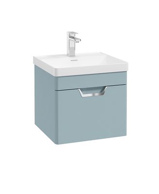 FREYA Wall Hung 50cm Single Drawer Unit Matt Morning Sky Blue &amp; Handle