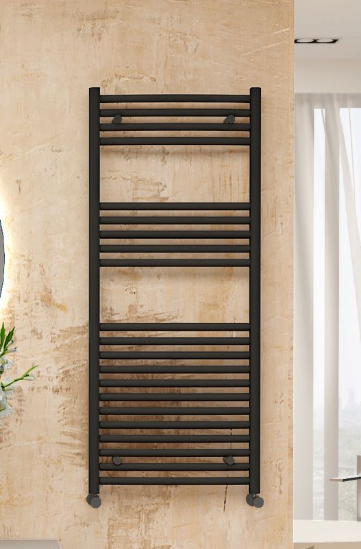 Greenstar Matt Black Straight Heated Towel Rail