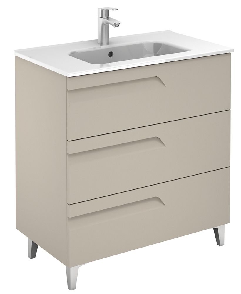 SONAS Brava 80cm Smokey Matt 3 Drawer Floor Standing Vanity Unit