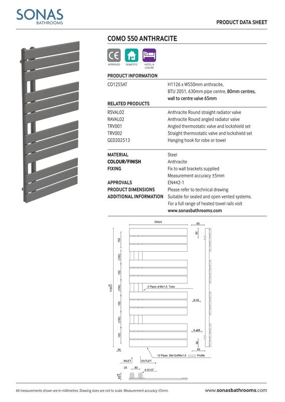 SONAS Como Anthracite  Heated Towel Rail