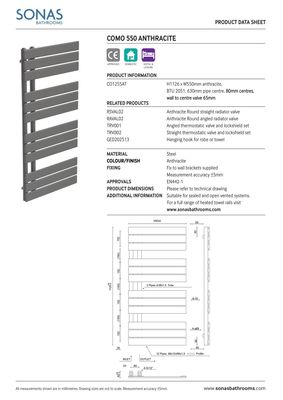 SONAS Como Anthracite  Heated Towel Rail