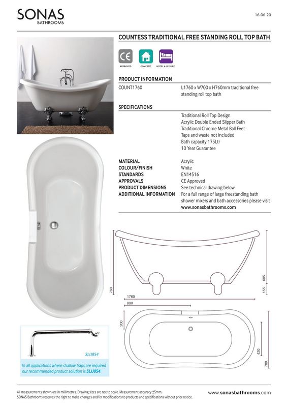 SONAS Countess Freestanding Bath