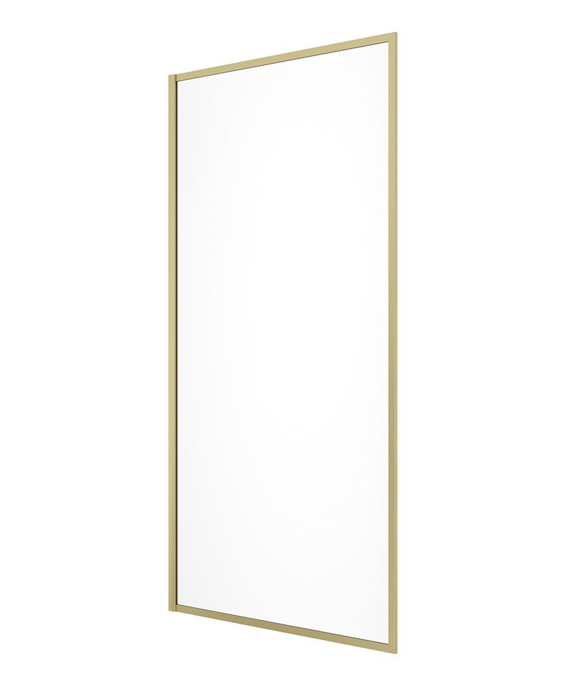MIRAGE 800mm Brushed Gold Frame with Clear Glass Fixed Bath Screen