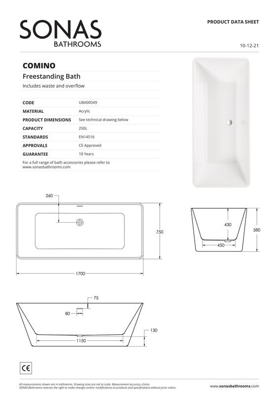 SONAS Comino Freestanding Bath