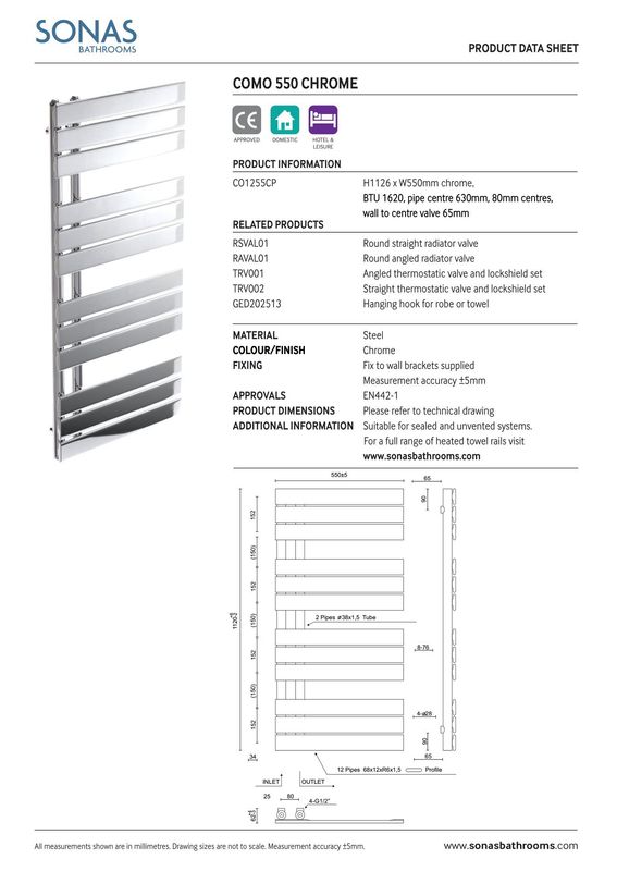 SONAS Como Chrome Heated Towel Rail