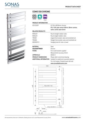 SONAS Como Chrome Heated Towel Rail