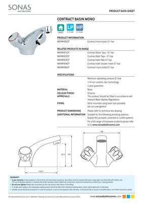 SONAS Contract Basin Mixer Chrome