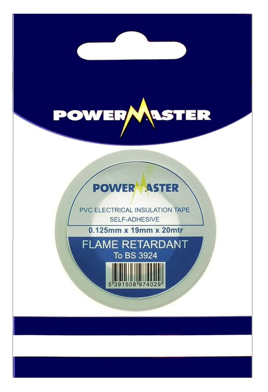 POWERMASTER 20 MTR 19MM PVC INSULATING TAPE WHITE