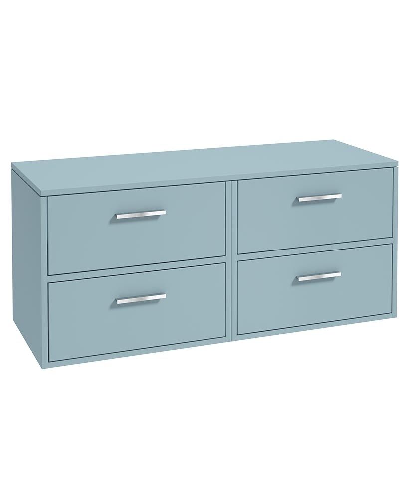 FINLAND Wall Hung 120cm Four Drawer Countertop Unit Matt Morning Sky Blue &amp; Handles