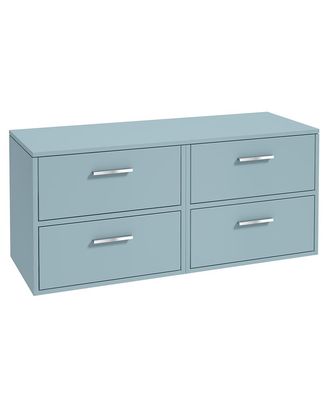 FINLAND Wall Hung 120cm Four Drawer Countertop Unit Matt Morning Sky Blue &amp; Handles