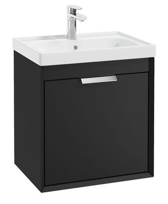 FJORD Wall Hung 50cm Two Drawer Unit Matt Black &amp; Handles