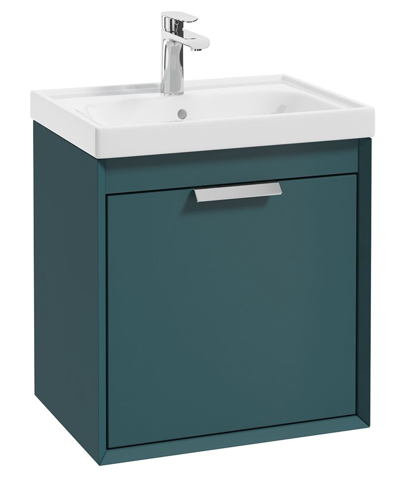 FJORD Wall Hung 50cm Two Drawer Unit Matt Ocean Blue &amp; Handle