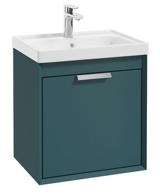 FJORD Wall Hung 50cm Two Drawer Unit Matt Ocean Blue &amp; Handle
