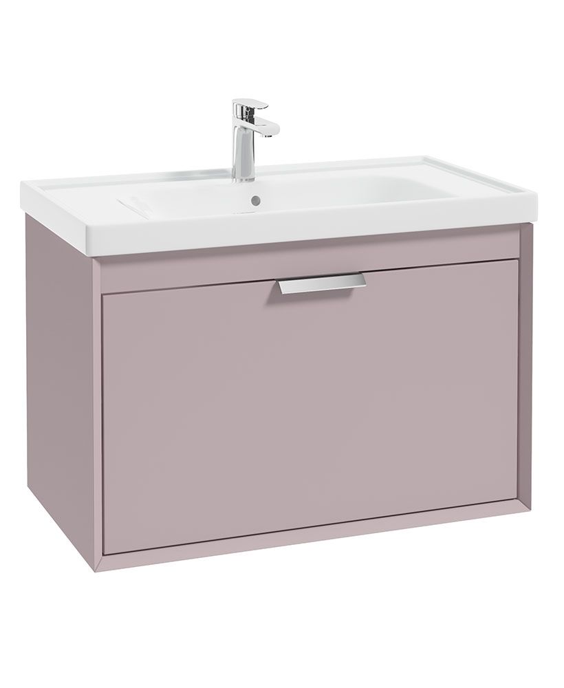 FJORD Wall Hung 80cm Two Drawer Unit Matt Cashmere Pink &amp; Handles