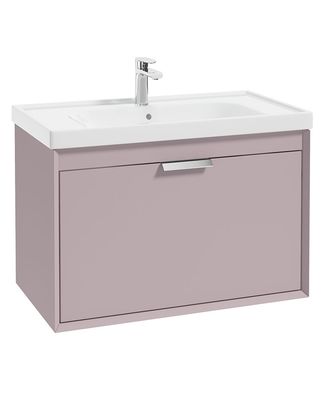 FJORD Wall Hung 80cm Two Drawer Unit Matt Cashmere Pink &amp; Handles
