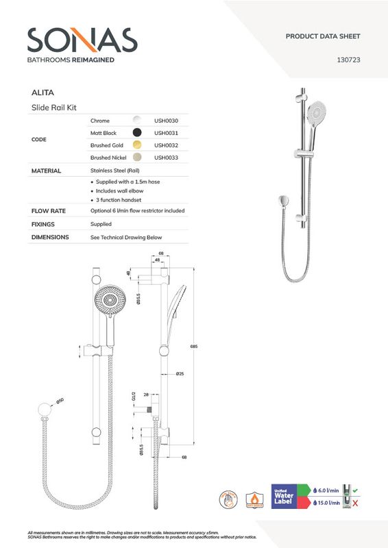 FORM Wall Mounted Thermostatic Bath Shower Mixer &amp; Slide Rail Kit
