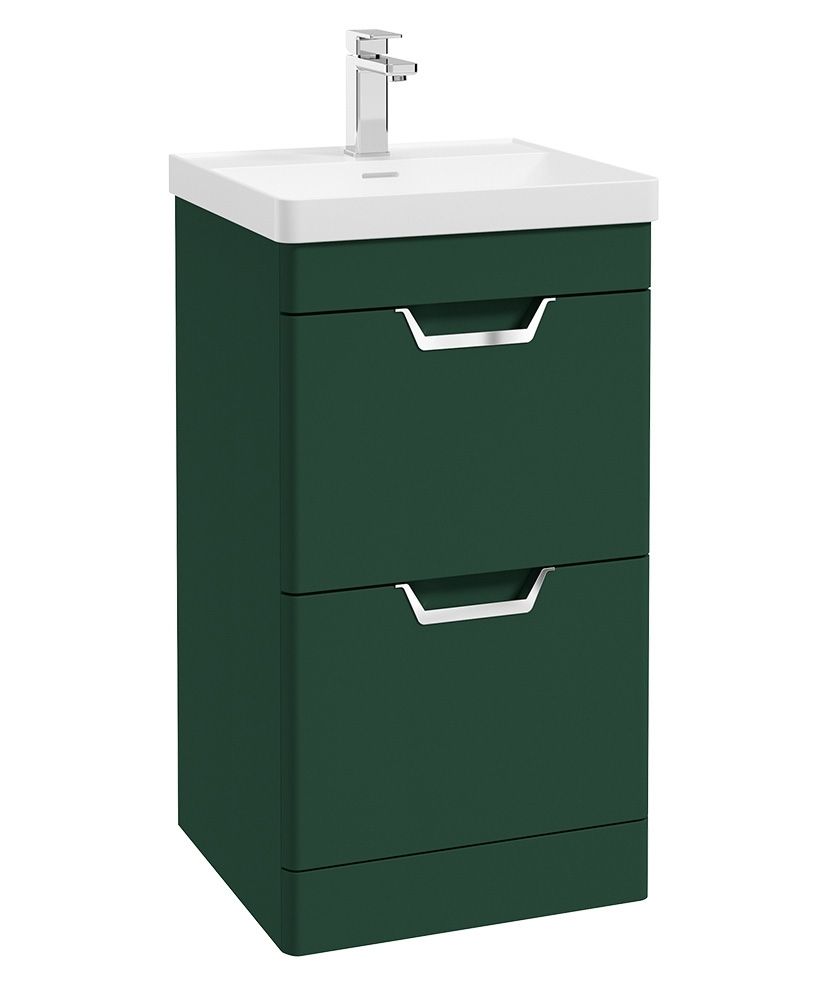 FREYA Floorstanding 50cm Two Drawer Unit Matt Wreath Green &amp; Handles