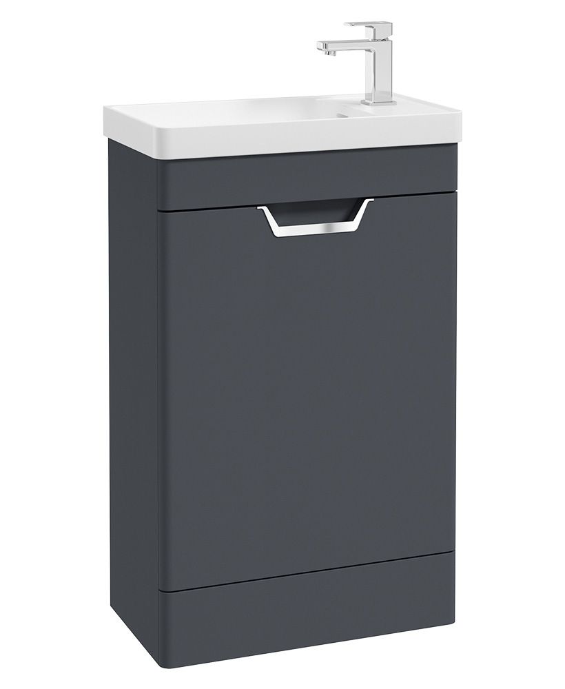 FREYA Floorstanding 55cm Single Door Cloakroom Unit Matt Night Sky Blue &amp; Handle