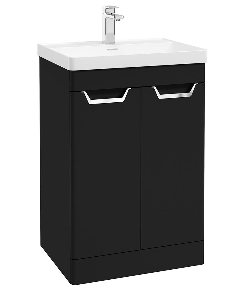 FREYA Floorstanding 60cm Two Door Unit Matt Black &amp; Handles