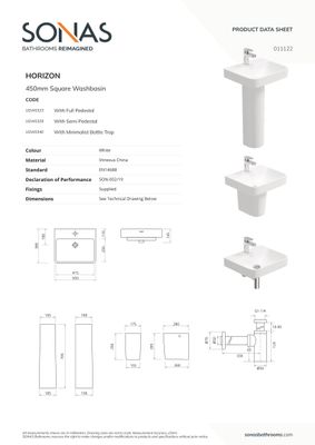 HORIZON Square 1TH Wash Basin &amp; Bottle Trap