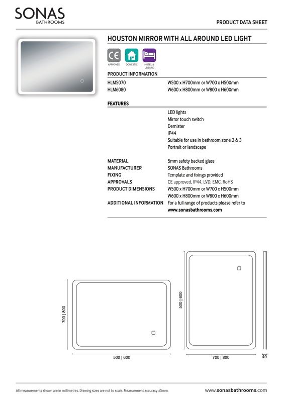 Houston lluminated LED Mirror