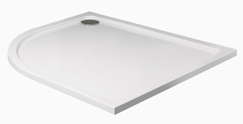 KRISTAL Low Profile Offset Quadrant No Upstand No Anti Slip Left Hand Shower Tray White &amp; Waste