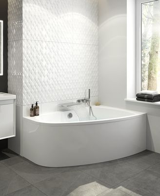MAYA 1500x1000mm Offset Corner Hand Bath &amp; Panel White