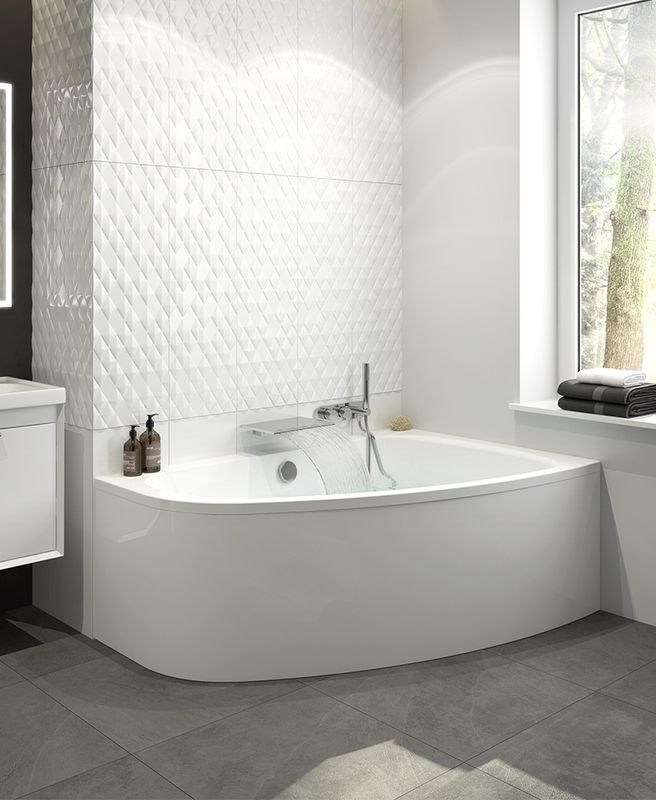 MAYA 1500x1000mm Offset Corner Hand Bath &amp; Panel White