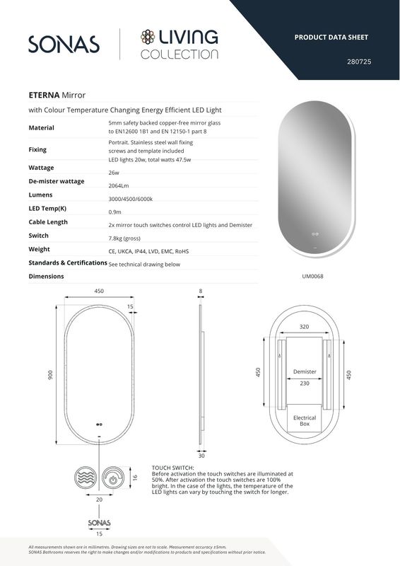 ETERNA 450x900mm Illuminated Mirror