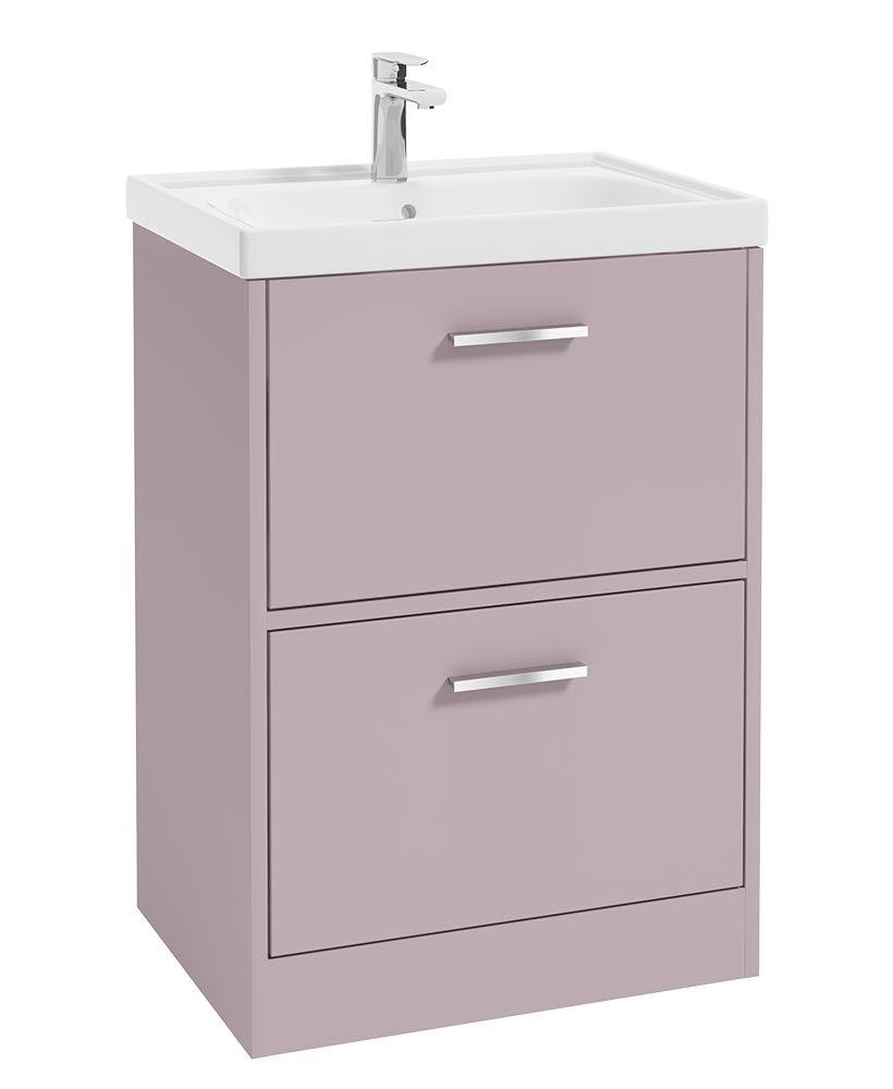 FINLAND Floorstanding 60cm Two Drawer Unit Matt Cashmere Pink &amp; Handle