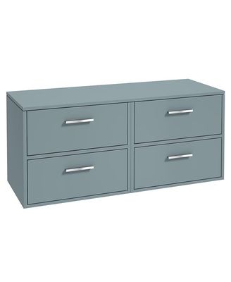FINLAND Wall Hung 120cm Four Drawer Countertop Unit Matt Coral Green &amp; Handles