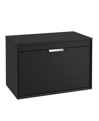 FJORD Wall Hung 80cm Two Drawer Countertop Unit Matt Black &amp; Handles