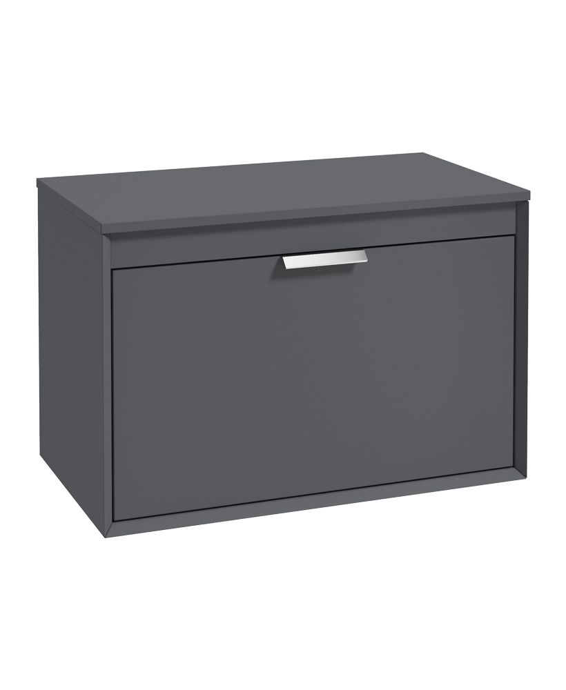 FJORD Wall Hung 80cm Two Drawer Countertop Unit Matt Midnight Grey &amp; Handle