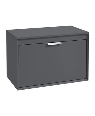 FJORD Wall Hung 80cm Two Drawer Countertop Unit Matt Midnight Grey &amp; Handle