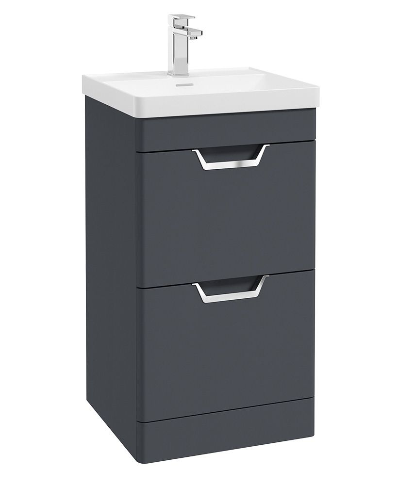 FREYA Floorstanding 50cm Two Drawer Unit Matt Night Sky Blue &amp; Handles