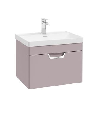 FREYA Wall Hung 60cm Single Drawer Unit Matt Cashmere Pink &amp; Handle