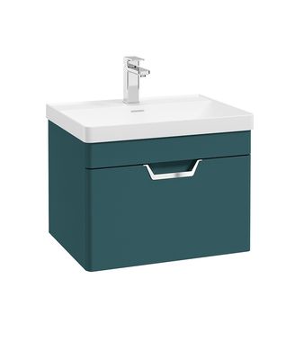 FREYA Wall Hung 60cm Single Drawer Unit Matt Ocean Blue &amp; Handle