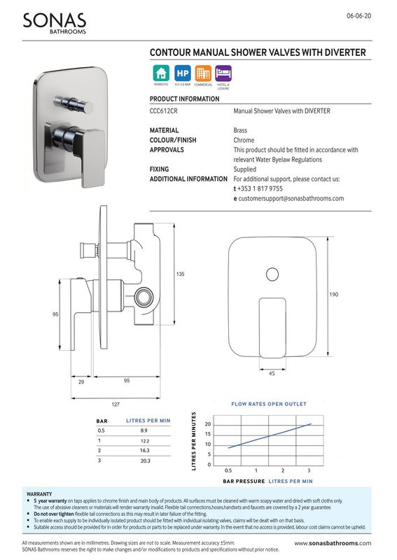 SONAS Contour Manual Shower Valve With Diverter