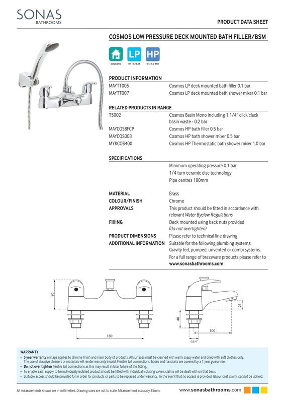 SONAS Cosmos Bath Shower Mixer Deck Mounted Chrome