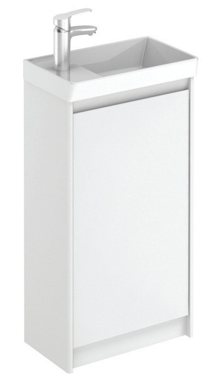 SONAS Dijon 45cm Gloss White Floor Standing Cloakroom Pack with Mirror