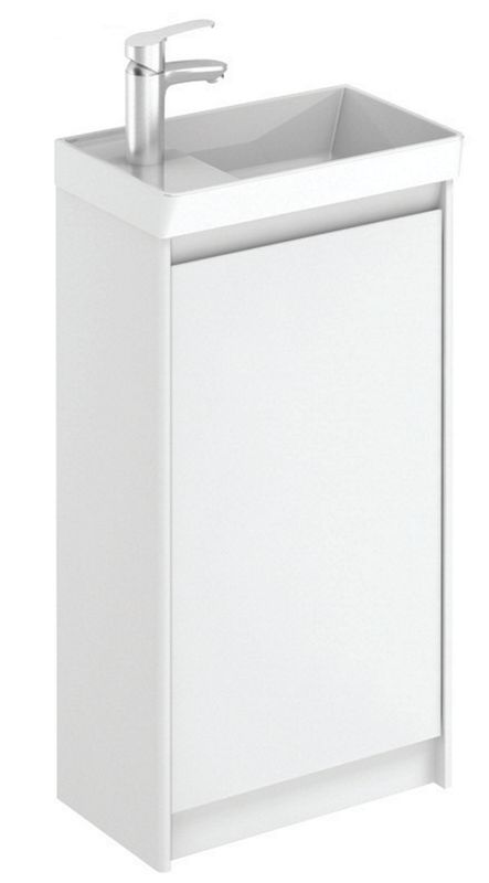 SONAS Dijon 45cm Gloss White Floor Standing Cloakroom Pack with Mirror