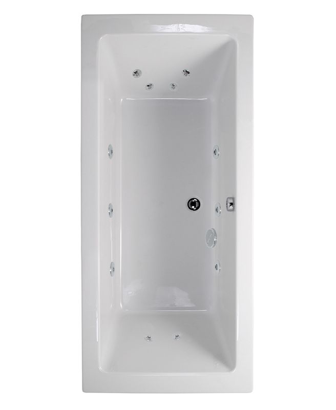 PACIFIC Double Ended 12 Chrome Jet Whirlpool Bath White