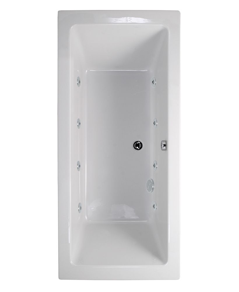 PACIFIC Double Ended 8 Chrome Jet Whirlpool Bath White, Size: L1600xW700xD420