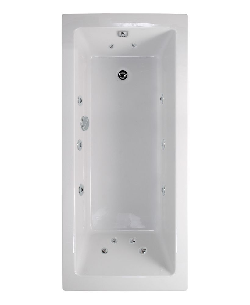 PACIFIC Single Ended 12 White Jet Whirlpool Bath White