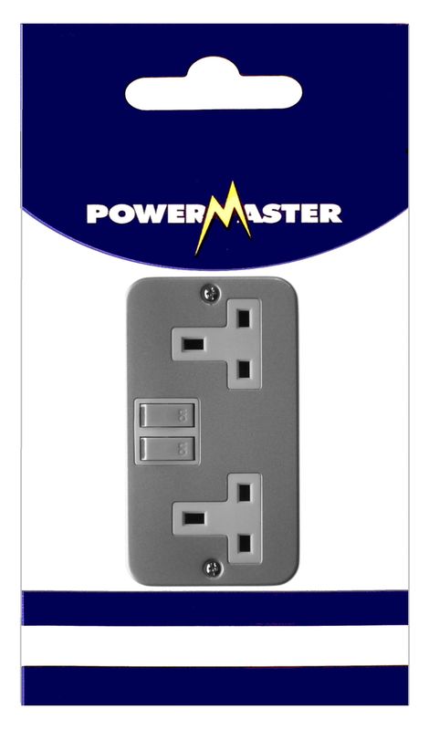 POWERMASTER 2 GANG 13 AMP SWITCHED METALCLAD SOCKET