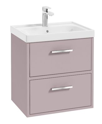 FINLAND Wall Hung 50cm Two Drawer Unit Matt Cashmere Pink &amp; Handles