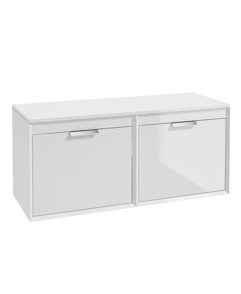 FJORD Wall Hung 120cm Four Drawer Countertop Unit Gloss White &amp; Handles
