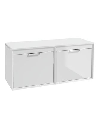 FJORD Wall Hung 120cm Four Drawer Countertop Unit Gloss White &amp; Handles